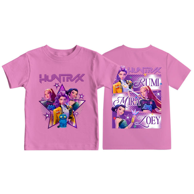 T-shirt in cotone per bambini e bambine – nuova collezione, cartone animato K-pop Demon Hunter, perfetta per il ritorno a scuola, estate