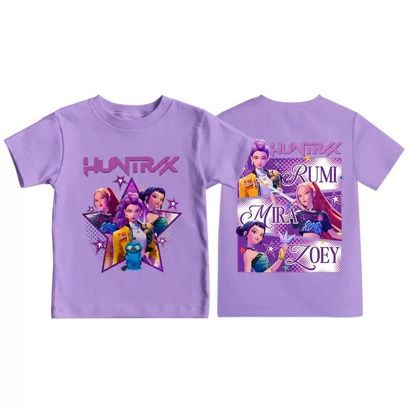 T-shirt in cotone per bambini e bambine – nuova collezione, cartone animato K-pop Demon Hunter, perfetta per il ritorno a scuola, estate
