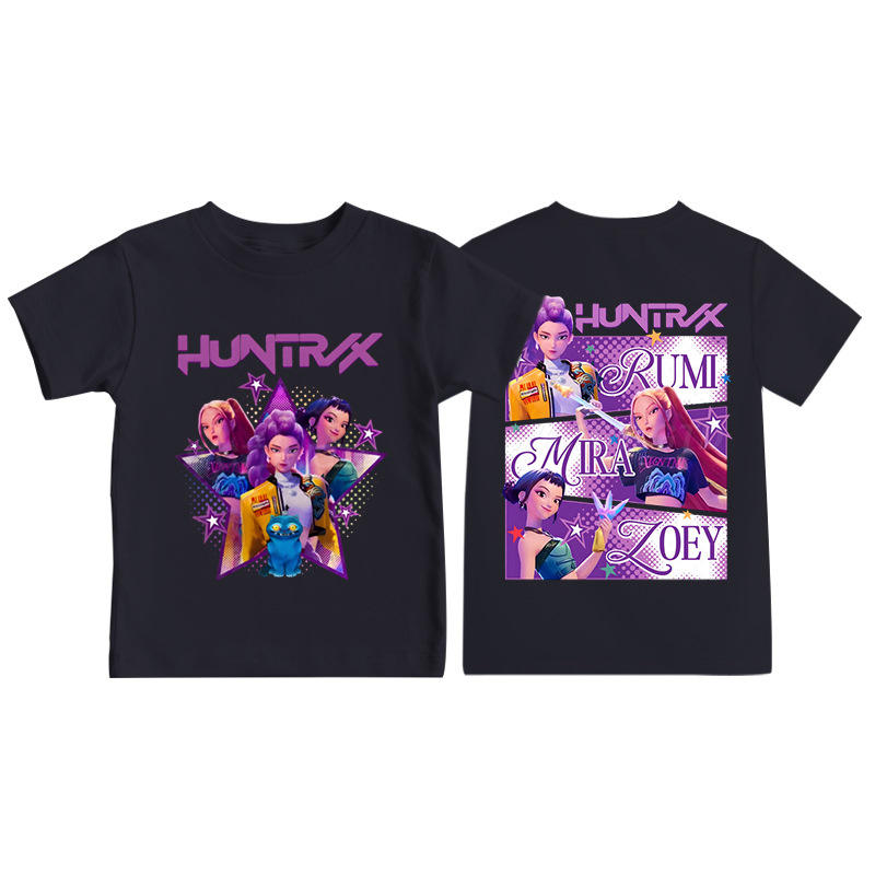 T-shirt in cotone per bambini e bambine – nuova collezione, cartone animato K-pop Demon Hunter, perfetta per il ritorno a scuola, estate