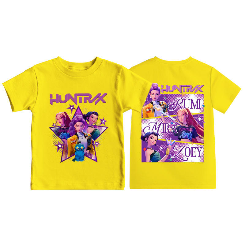 T-shirt in cotone per bambini e bambine – nuova collezione, cartone animato K-pop Demon Hunter, perfetta per il ritorno a scuola, estate