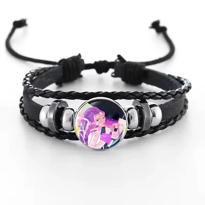 Braccialetto Kpop Demon Hunter con catena intrecciata e cordoncino regolabile per bambini – accessorio moda anime, idea regalo Lunghezza: 18 cm | Design: bracciale con perline
