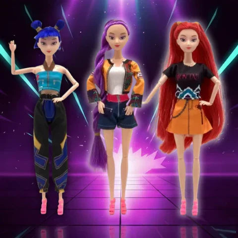 Kpop Demon Hunters – Scatola da collezione con 3 bambole da collezione