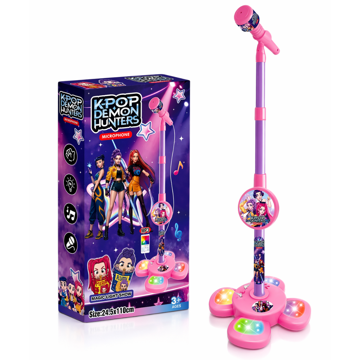 Microfono karaoke K-Pop Demon Hunters – Giocattolo da canto in plastica con luci e suoni